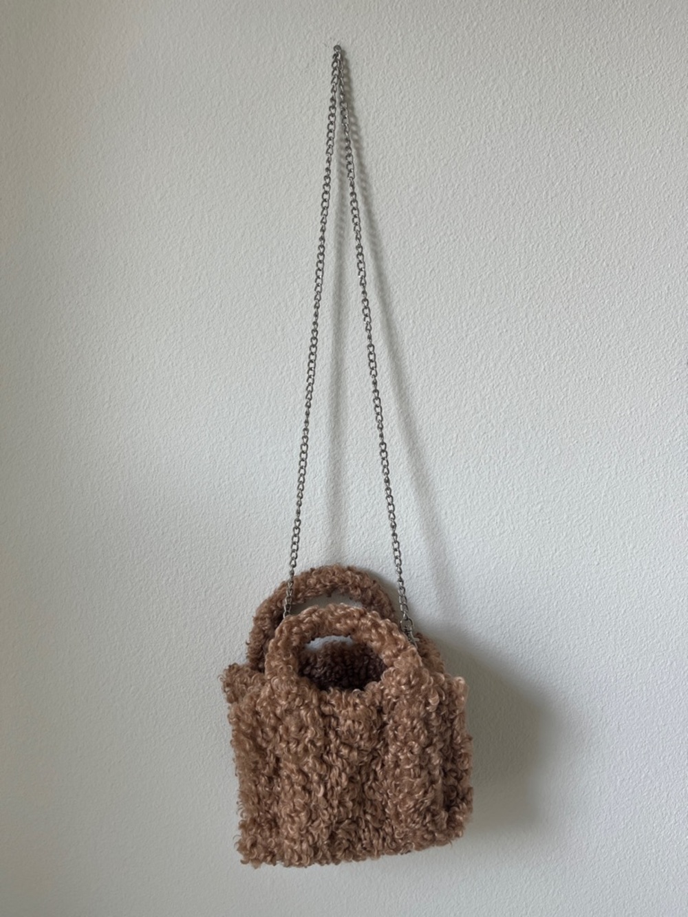 NWOT Urban Outfitters Faux Shearling Shoulder Bag with DetachableChain Strap